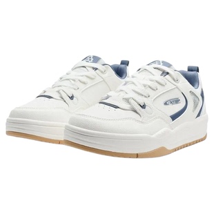 特步云帆板鞋男2025秋季新款皮网结合透气运动休闲鞋975319310017