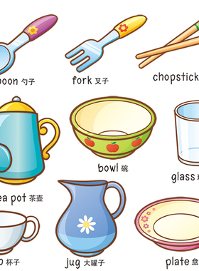 原创厨柜门餐具环保自粘可墙贴纸