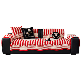 结婚乔迁毛绒沙发垫盖布2026冬季新款新年喜庆氛围固定防滑坐垫子