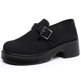 老北京布鞋女新款增高小个子鞋厚底黑色上班工作鞋软底久站不累脚