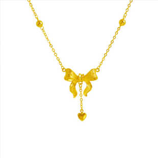 新款越南沙金简约蝴蝶结套装项链手链女款戒指百搭仿金饰品