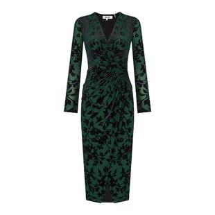 [重工烧花丝绒]DVF2026早春新款黑绿藤蔓丝绒烧花连衣裙DL4T021