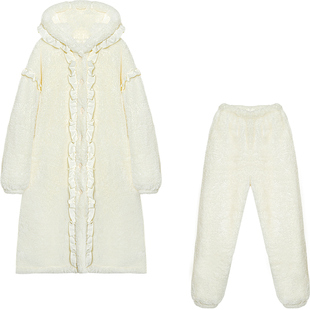 Bananagirl珊瑚绒睡衣女冬季保暖家居服睡袍甜美公主风可外穿女套