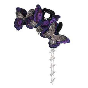 时宴泡芙 蝶影流光百搭刺绣抓夹复古风发夹优雅新中式超仙抓夹