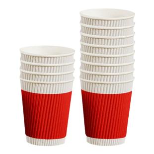 250ml瓦楞纸杯一次性纸杯加厚加硬家用超厚隔热防烫热咖啡饮料杯