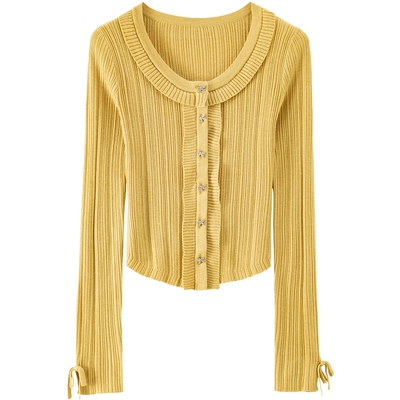 BANANA BABY2025年秋冬新款芭蕾少女风针织衫女蝴蝶结套头修身