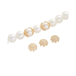 14k包金保色银色镂空蕾丝10mm花托珠托帽diy珍珠宝石圆珠包珠配件