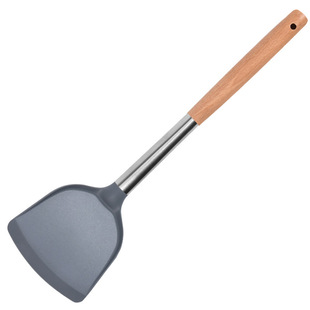 硅胶铲勺耐高温专用不粘锅铲炒勺炒菜铲汤勺厨房用品不锈钢木长柄