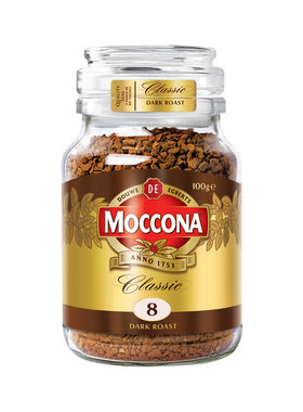 Moccona摩可纳速溶咖啡深度8号美式拿铁冻干咖啡粉400次烘焙榛果
