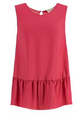 女士宽松圆领无袖百褶连衣裙