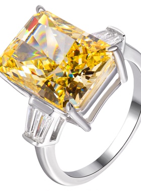 VISING珠宝15克拉高碳钻黄钻戒指S925银