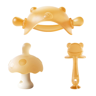 马博士婴儿牙胶磨牙胶棒小蘑菇宝宝安抚玩具防吃神器手牙咬胶3件