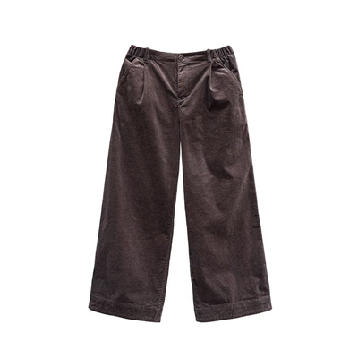 雨文她城2025原创新款坑条纹灯芯绒直筒裤文艺简约弹力条绒休闲裤