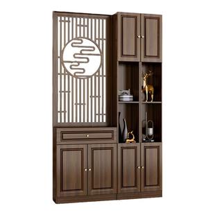 实木间厅柜酒柜现代中式客厅玄关柜鞋柜隔断柜入户屏风双面储物柜