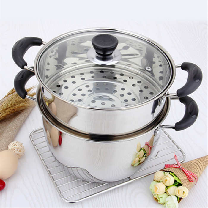 不锈钢蒸锅1 2层一 二层多层加厚小汤锅电磁炉通用蒸煮两用锅家用
