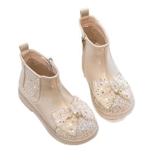 真皮女童鞋儿童公主马丁靴2025秋冬新款宝宝加绒短靴配礼服鞋皮靴