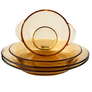 美国康宁餐具pyrex餐具家用耐热玻璃碗深浅盘面碗鱼盘6/8件套装