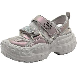 百丽女鞋子厚底老爹鞋新款厚底运动凉鞋子网面老爹鞋B6P1DCH4