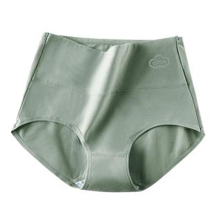 石墨稀中腰抗菌内裤女士纯棉大码收腹印花夏大码无缝高腰裤衩胖mm