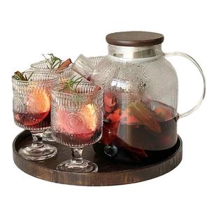 热红酒杯套装冬天家用女高颜值圣诞太阳花高脚葡萄酒杯煮红酒器皿