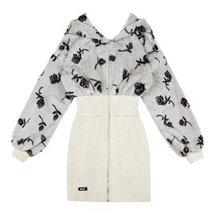 SagiDolls少女斗志 纯欲小腰精鱼骨长袖毛绒卫衣连衣裙包臀裙显瘦