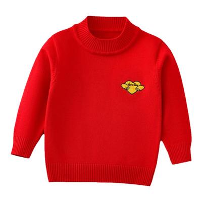 儿童毛衣打底衫秋冬男童女童白色针织衫宝宝圆领套头线衣加绒加厚