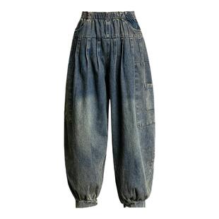 牛仔灯笼裤女九分宽松高腰显瘦哈伦裤2026春秋新款休闲文艺老爹裤