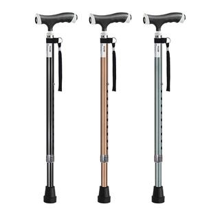 乐来福老人拐杖轻便防滑四脚拐棍伸缩便携老年人手杖实木助行拐杖