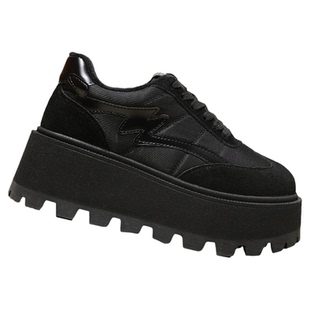 8cm厚底鞋女2025新款冬季百搭黑色鞋子内增高女鞋松糕加绒运动鞋