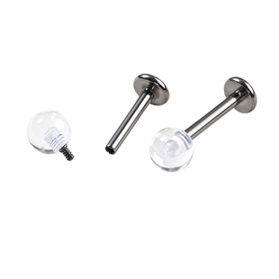 透明隐形耳钉钛合金f136学生内螺纹养耳洞耳骨耳蜗钉平底唇钉饰品