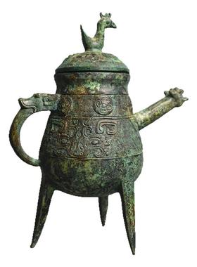 青铜器仿古三足凤盉酒壶盛酒器摆件雷纹兽面纹酒厂陈设博古架摆件
