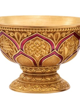 纯铜八吉祥藏式供水杯供佛杯佛前