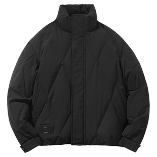 90白鸭绒菱形格立领羽绒服男士2025冬季新款宽松休闲保暖工装外套