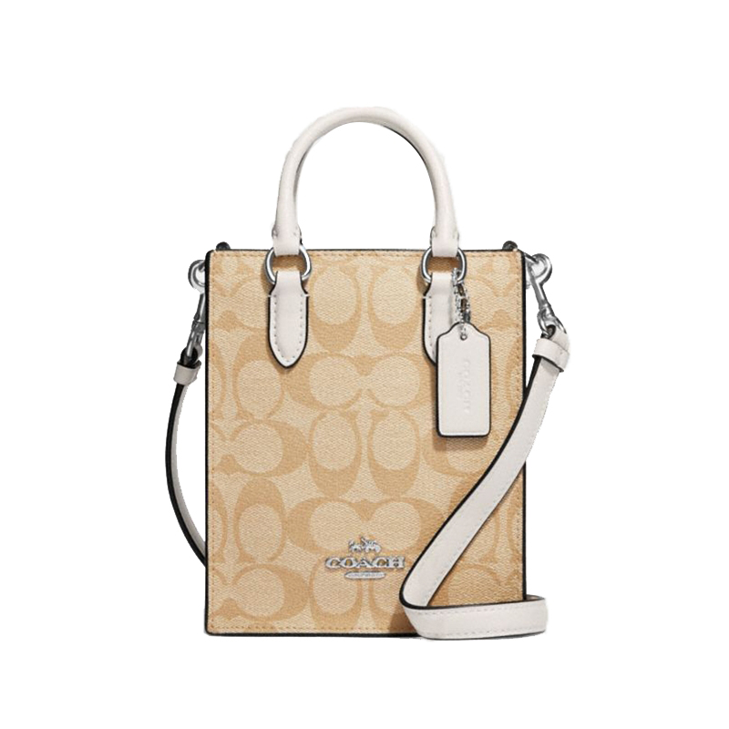 COACH/蔻驰官方 奥莱款女士老花单肩斜挎包手提包迷你托特包CJ494