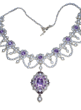 绾卿女款手工米珠串珠洛丽塔公主风颈链珍珠项链吊坠精致百搭