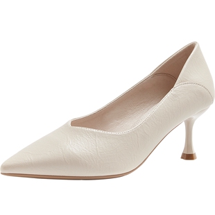 ZHR尖头高跟鞋女2025年春夏新款软底浅口单鞋百搭职业工作鞋