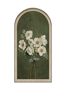 中古风花卉玄关装饰画法式复古