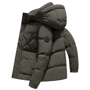 雪中飞2024冬新款男士连帽羽绒服立体版型简约商务休闲防风保暖