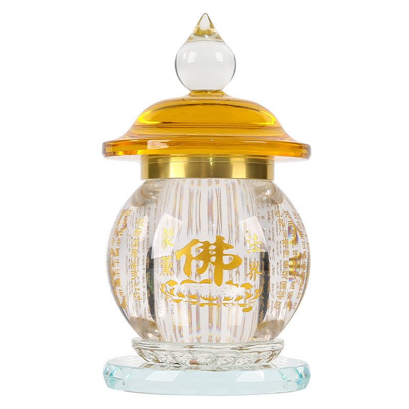 水晶心经瓶水晶摆件供奉佛瓶