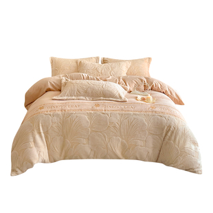 轻奢加厚双面绒四件套冬季保暖牛奶绒仿兔毛绒2025新款小香风粉色