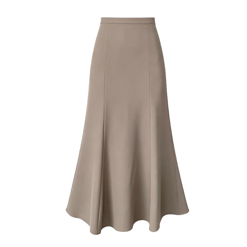西装面料高腰显瘦鱼尾包臀半身裙