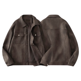 马克华菲PU皮衣外套2026年春季美式复古美拉德男士皮夹克短款上衣