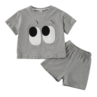 儿童夏季运动套装纯棉男童宽松夏装2025新款女童休闲短袖宝宝衣服