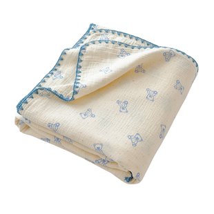 A类纯棉纱布盖毯四季通用小毛毯100全棉宝宝幼儿园午睡毯儿童毯子