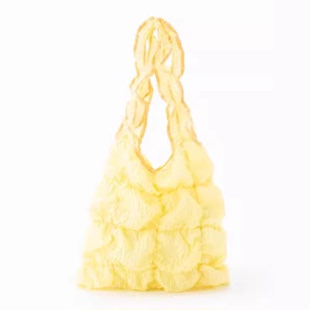 casselini奶油泡泡纱小众褶皱单肩包托特包包女大容量慵懒风日常