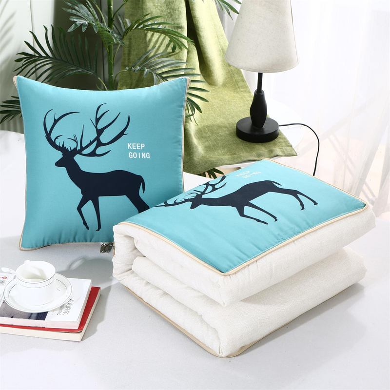 北欧鹿风格抱枕被子宁静靠垫风靠枕沙发北欧多功能家居柔软两用