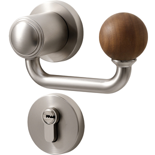 嘉森堡室内卧室房门锁胡桃木复古中古风房间门把手磁吸静音木门锁