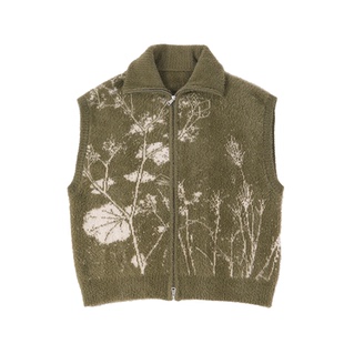 无感官&浮游野人「绿植绒」 复古感立领仿貂毛针织毛衣马海毛马甲