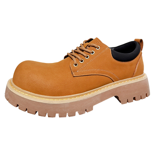 两点浪漫2025秋冬新款厚底增高德比鞋男英伦大黄靴工装加绒小皮鞋