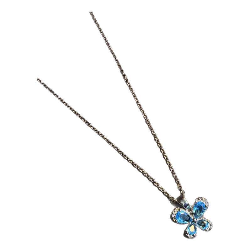 拾光匣子 NewVintage古着 Ice Moth海蓝锆石蝴蝶项链 百搭锁骨链